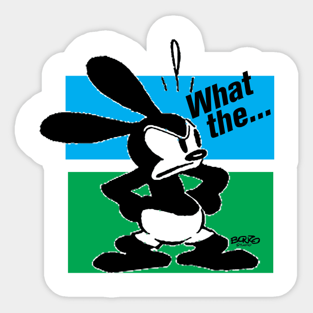 Oswald Rabbit-What the... Sticker by BonzoTee